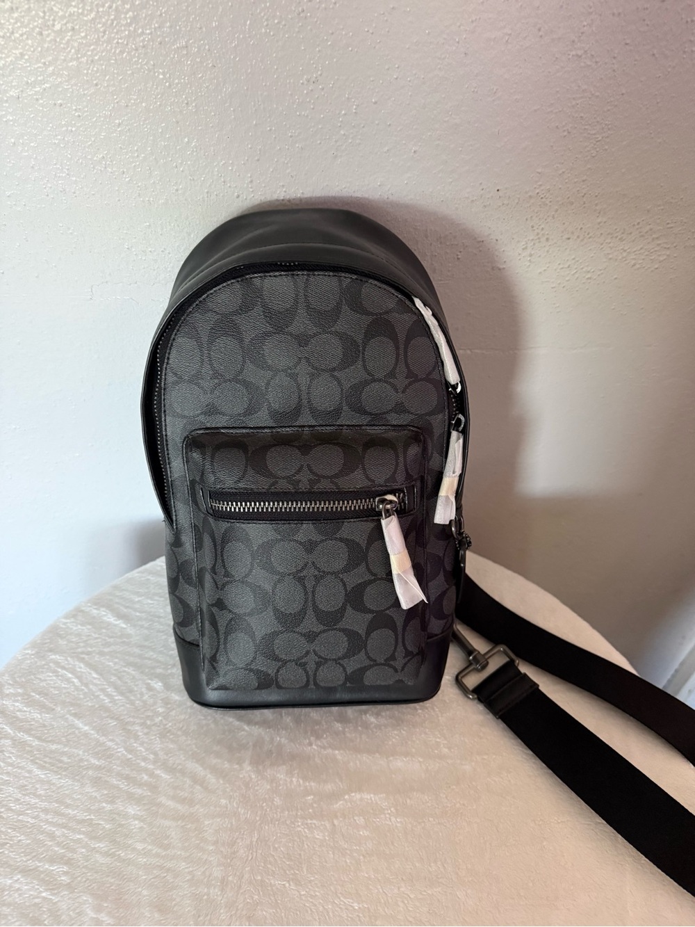 Coach Gray/Black Signature Crossbody Sling Bag